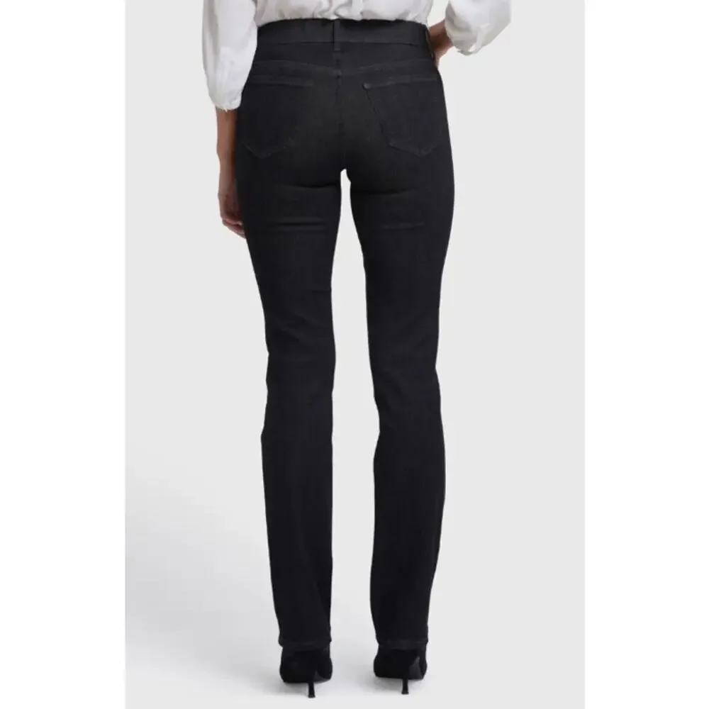 NYDJ Marilyn Straight Jeans Mid Rise Slim Fit Black Denim Womens Plus Size 14